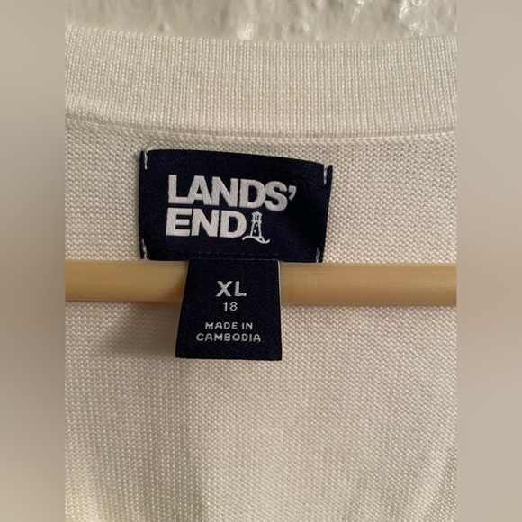 Lands End Womens Ivory Cotton Modal Lightweight Short Cap Sleeve Sweater;Size XL - Picture 2 of 6